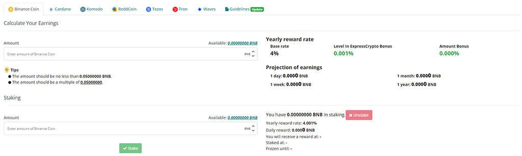 Стейкинг ExpressCrypto