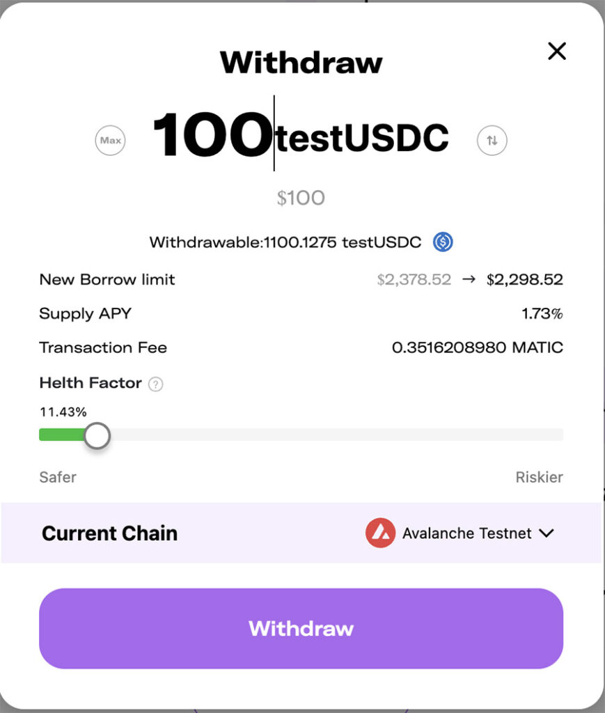 Выбор суммы для вывода