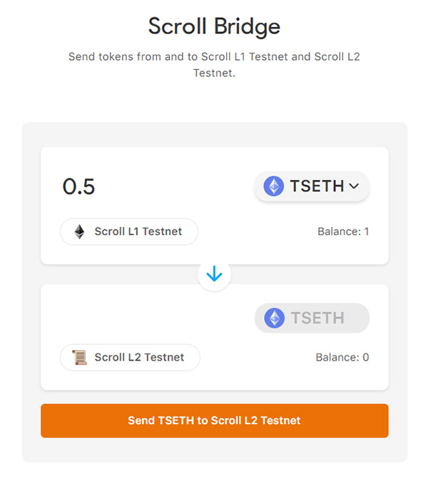 Используем межсетевой мост между Scroll L1 и Scroll L2.