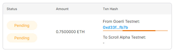 Отправка ETH в сеть Scroll