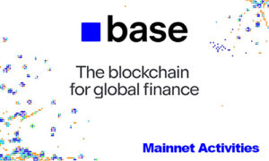 Base logo with the tagline 'The blockchain for global finance' and 'Mainnet Activities' label.