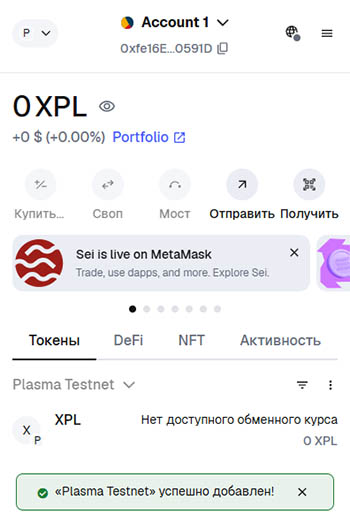 Metamask в сети Plasma