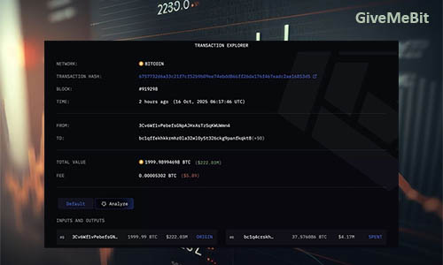 Крупный кит перевел 2000 BTC на 51 кошелек