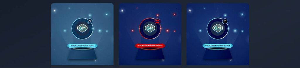 OnchainGM: минтим бейджи в Arc, GIWA и Tempo
