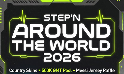 Poster for Step'n Around the World 2026 with neon green accents and futuristic design
