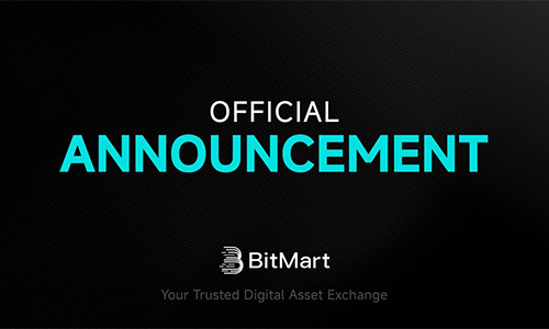 Official announcement banner featuring BitMart logo on a dark textured background with the words 'OFFICIAL ANNOUNCEMENT'
